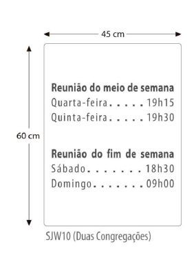 PLACA INFORMAÇOES DAS REUNIÕES 2 OU MAIS CONGREGAÇÃO
