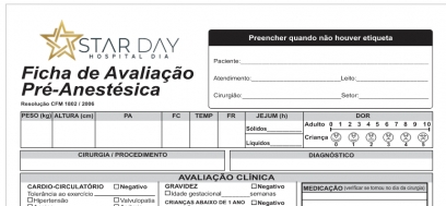 FICHA DE AVALIAÇÃO PRE ANESTESIA