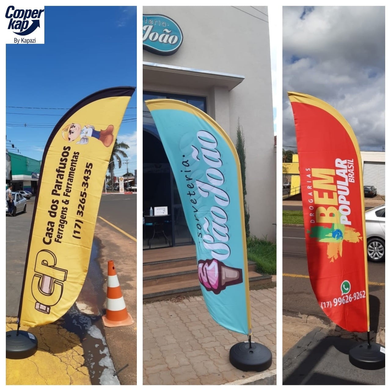 WindBanner Completo Base Concreto + Haste + Tecido