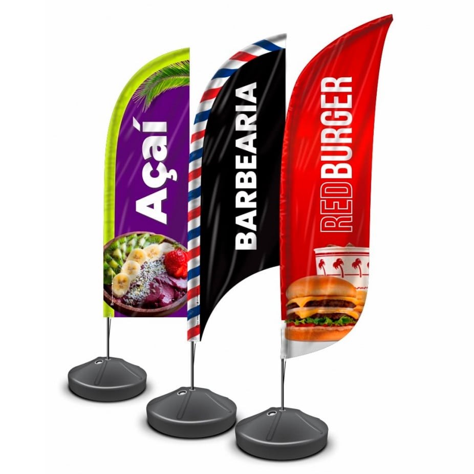 WindBanner Completo Base Concreto + Haste + Tecido