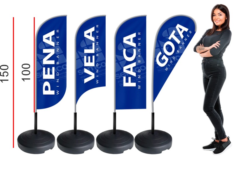 WINDBANNER PEQUENO - COM BASE DE CONCRETO
