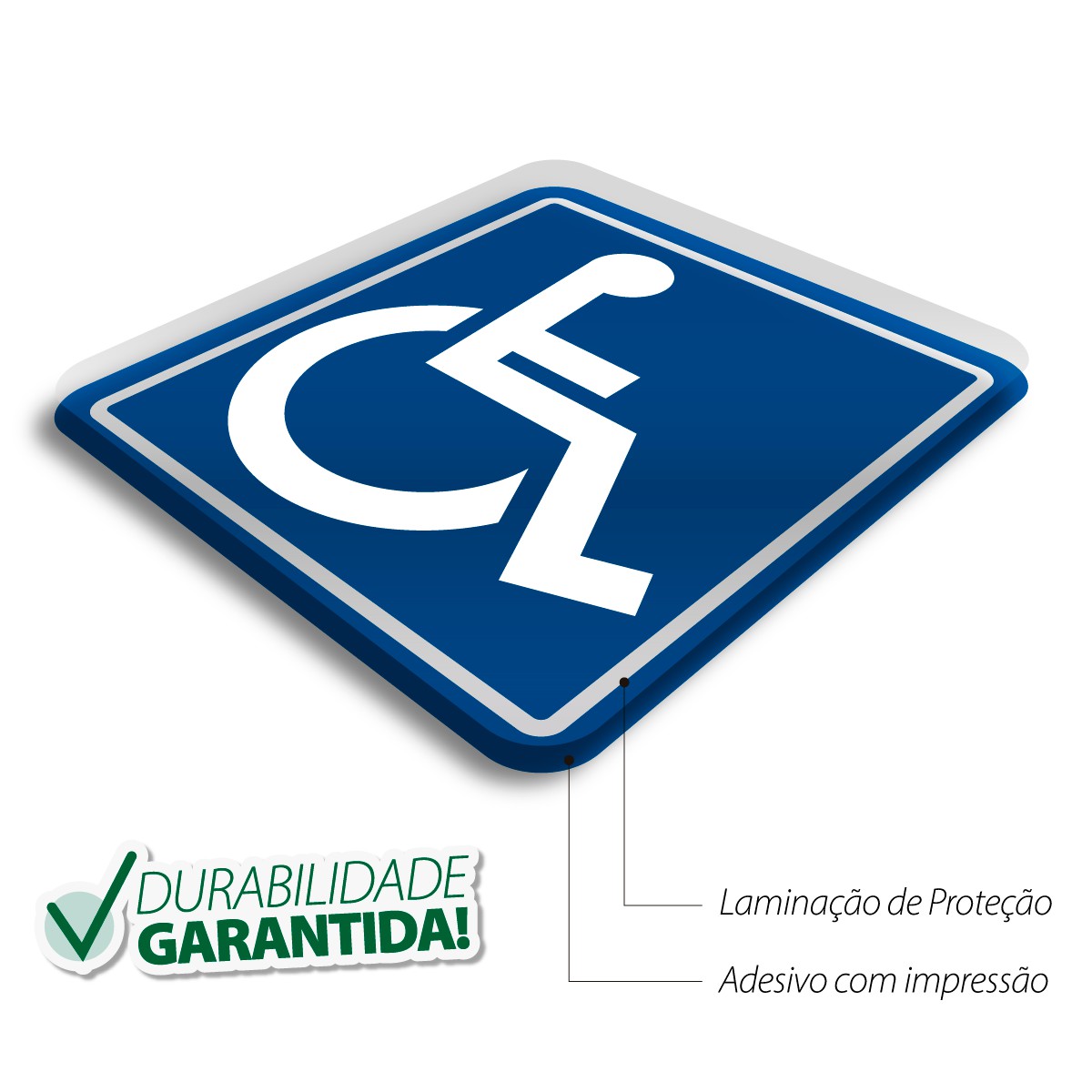 Adesivo para sinalização de piso cadeirante SJW15B