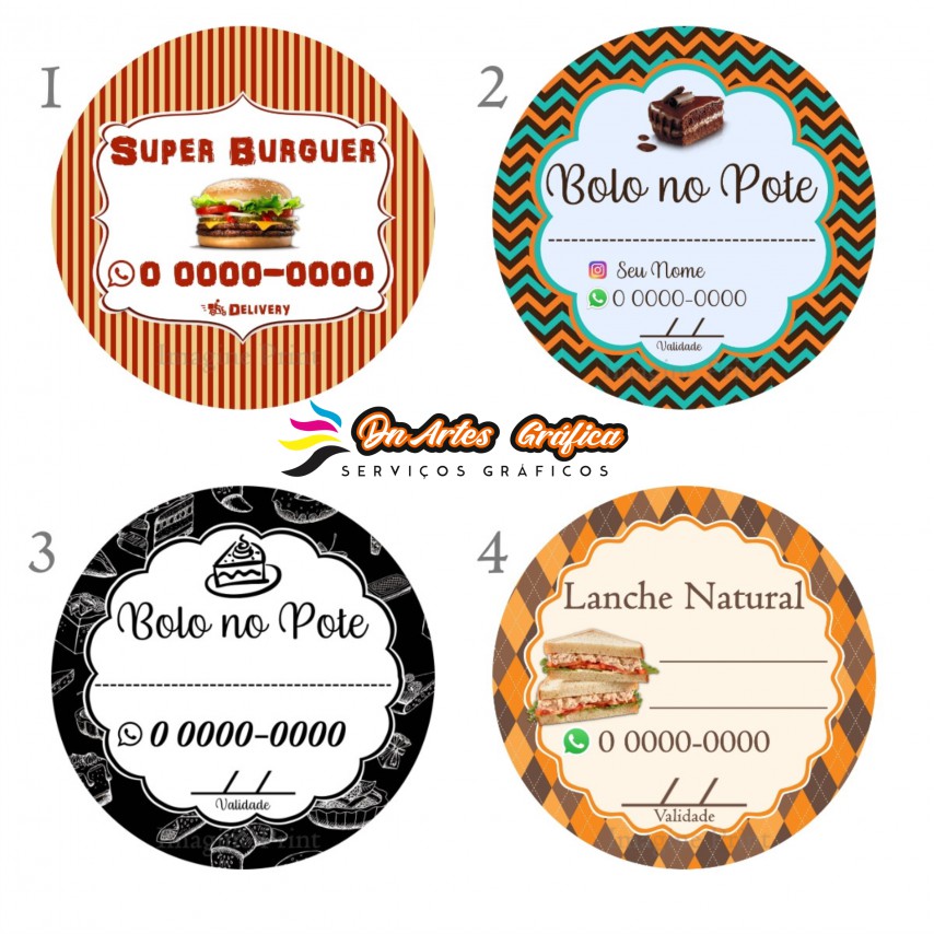 Adesivos Bolo Rótulo Doces Pers. bolo de pote, doce 4 x 4