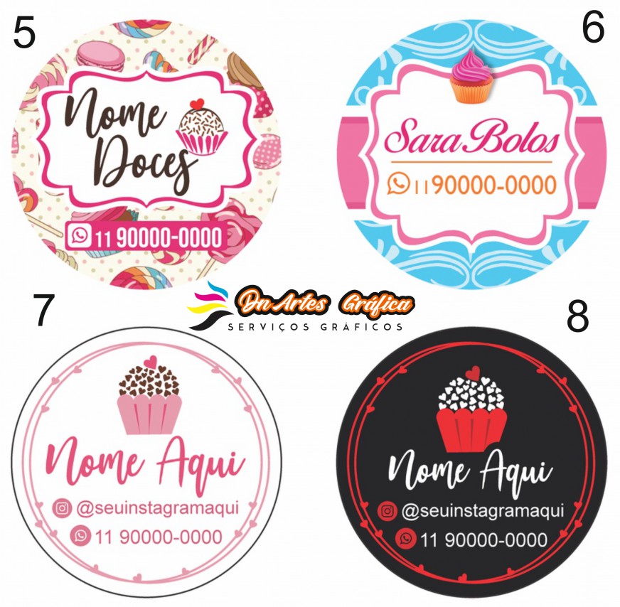Adesivos Bolo Rótulo Doces Pers. bolo de pote, doce 4 x 4