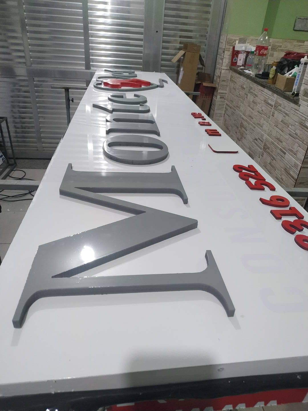 LETREIRO DE ACM  COM LETRAS 3D PVC EXPANDIDO
