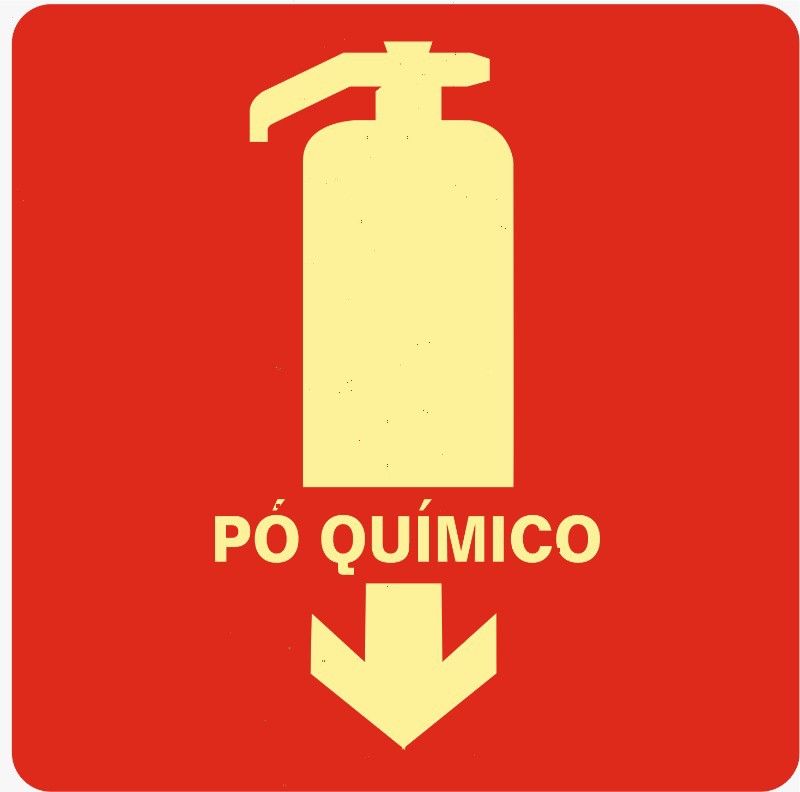 Placa extintor de incêndio fotoluminescente